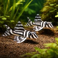 L046 Hypancistrus zebra pair in a planted aquarium - view 2