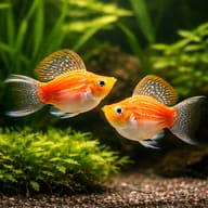 Group of Assorted Balloon Mollies swimming among aquarium plants — representative image - view 2
