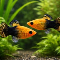 Poecilia Sphenops Gold Black Molly Fish for UK Aquariums — pair in a planted aquarium — representative image - view 2