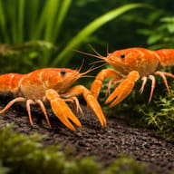 Procambarus milleri > — pair in a planted aquarium — representative image - view 2
