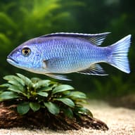 White Tail Acei Cichlid — 3-5cm Juvenile (Pseudotropheus acei) — close view showing fin and scale detail - view 4