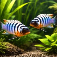 Pseudotropheus feinzilbergi red dorsal 4 — pair in a planted aquarium — representative image - view 2