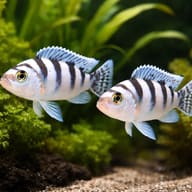 Pseudotropheus Lilancinius (Pseudotropheus lombardoi) — pair in a planted aquarium — representative image - view 2