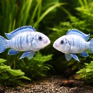 Powder Blue Cichlid (Chindongo socolofi) - — pair in a planted aquarium — representative image - view 2