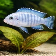 Powder Blue Cichlid (Chindongo socolofi) - — close view showing fin and scale detail — representative image - view 4