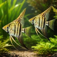 Representative scene of two Zebra Angelfish; product sold individually, not as a guaranteed pair - view 2