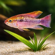 Pulchra Dwarf Cichlid red tail F1 — close view showing fin and scale detail — representative image - view 4