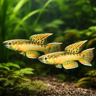 Red Aphyosemion (Aphyosemion bivittatum) pair in planted aquarium visual — representative image - view 2