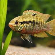 Red Breasted Cichlid, Green — close view showing fin and scale detail — representative image - view 4