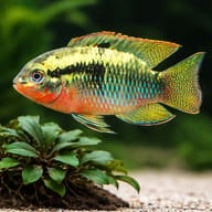Red Breasted Cichlid, Red — close view showing fin and scale detail — representative image - view 4