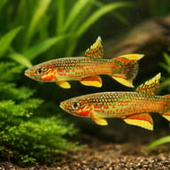Red-Chinned Aphyosemion (Aphyosemion calliurum) pair in planted aquarium visual — representative image - view 2