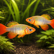 Red-Finned Notho (Nothobranchius rubripinnis) pair in a specialist annual-killifish aquarium — representative image - view 2