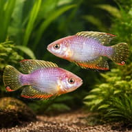 Red-Finned Pearl Killifish pair in a covered planted species aquarium — representative image - view 2