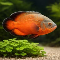 Red Oscar (Astronotus ocellatus) centrepiece fish in a large cichlid aquarium — representative image - view 4