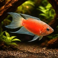 Paradise Fish Macropodus (Macropodus opercularis) — Paradise Fish showing red and blue labyrinth fish colour - view 1