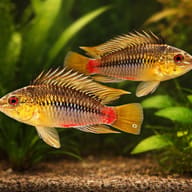 Red stroke Dwarf Cichlid — pair in a planted aquarium — representative image - view 2