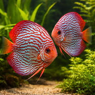 Pair of Red Turquoise Discus in a calm planted aquarium — representative image - view 2