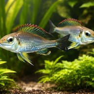 Redspot utinta Callochromis — pair in a planted aquarium — representative image - view 2
