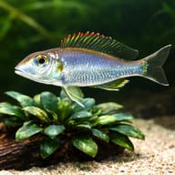 Redspot utinta Callochromis — close view showing fin and scale detail — representative image - view 4