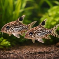 Group of Reticulated Cory catfish resting together in a planted aquarium — reference view - view 2