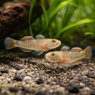 Rhinogobius red white edge 3 — pair in a planted aquarium — representative image - view 2