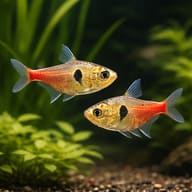 Rosy Phantom Tetra (Megalamphodus roseus) — pair in a planted aquarium — representative image - view 2