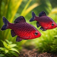 Black Ruby Barb (Pethia nigrofasciata) group among aquarium plants — representative image - view 2