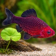 Black Ruby Barb (Pethia nigrofasciata) close view showing dark ruby colour — representative image - view 4