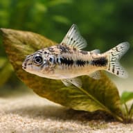 Salt and Pepper Catfish Corydoras habrosus group on sand — close view showing fin and scale detail — representative image - view 4