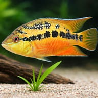 Salvini Cichlid Trichromis (Trichromis salvini) close view showing fin and scale detail — representative image - view 4