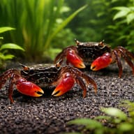 Sesarma sp. vietnam crab red — pair in a planted aquarium — representative image - view 2