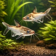 Shark catfish, Tete sea catfish — pair in a planted aquarium — representative image - view 2