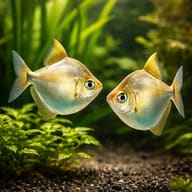 Silver dollar (Metynnis argenteus) — pair in a planted aquarium — representative image - view 2