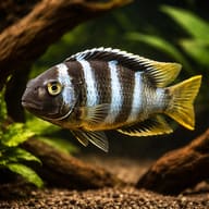 Small-Mouthed Tropheus Tropheops microstoma in rocky Malawi aquarium setting — representative image - view 1