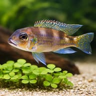 Close view of Spangled Cichlid (Limnochromis auritus) scales and spangled caudal fin pattern — representative image - view 4