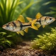 Spanner Barb, T-Barb — pair in a planted aquarium — representative image - view 2