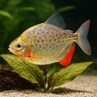 Spotted Silver Dollar (Metynnis maculatus) beside aquarium plants, representative illustration — representative image - view 4