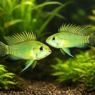 Staecki Dwarf Cichlid — pair in a planted aquarium — representative image - view 2
