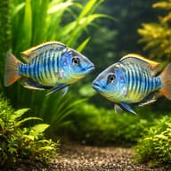 Steveni Tiger Cichlid (Protomelas fenestratus) - pair-style aquarium image — representative image - view 2