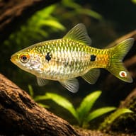 Stoliczka's Barb, Pethia stoliczkana, planted stream aquarium view — representative image - view 1