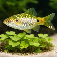 Stoliczka's Barb size reference beside aquarium plants — representative image - view 4