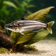 Striped Schilbe Catfish (Schilbe mystus) with plants showing juvenile scale and shape — representative image - view 4