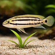 Striped Telmat, Two Banded (Telmatochromis bifrenatus) — close view showing fin and scale detail — representative image - view 4