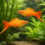 Swordtail Commet pink — pair in a planted aquarium — representative image - view 2