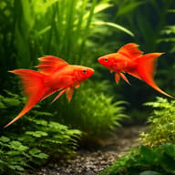 Assorted Swordtail (Xiphophorus hellerii) pair in planted hard-water aquarium — representative image - view 2