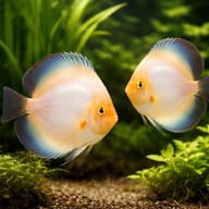 Ghost Discus (Symphysodon spp.) domestic discus strain — pair in a planted aquarium — representative image - view 2