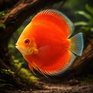 Red Melon Discus (Symphysodon spp.) domestic discus strain — representative image - view 1