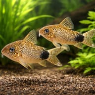 Group of Tailspot Corydoras (Corydoras caudimaculatus) foraging in a planted aquarium — representative image - view 2