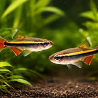 Tanichthys micagemmae pair in a planted aquarium — representative image - view 2