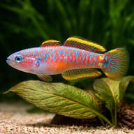 Peacock Gudgeon (Tateurndina ocellicauda) scale and fin detail in clear freshwater — representative image - view 4
